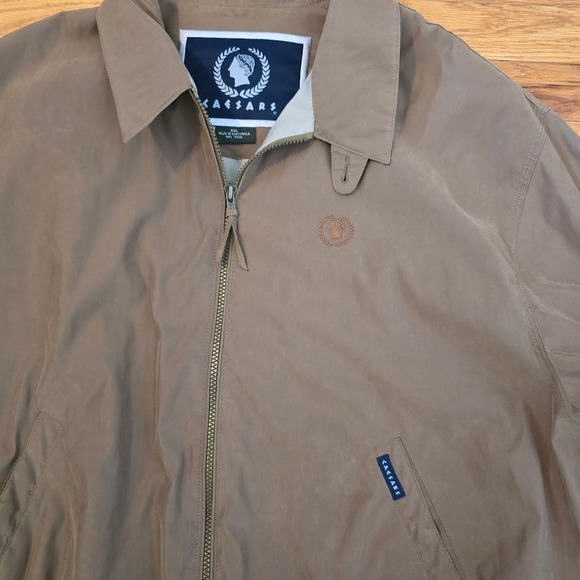 Vintage Caesars Palace Casino Mens Brown Jacket Coat XXL 2XL Las Vegas Rare Logo - Picture 2 of 9